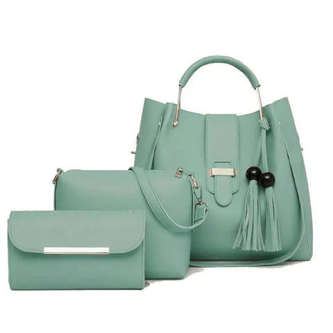 3 Pcs Leather Ladies Hand & Shoulder Bag
