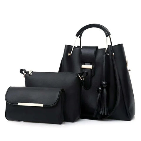 3 Pcs Leather Ladies Hand & Shoulder Bag