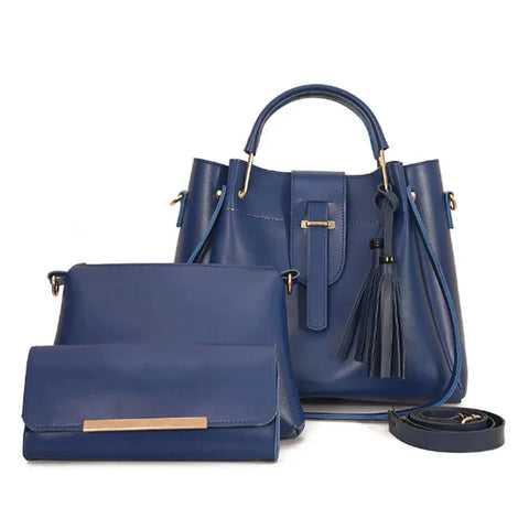 3 Pcs Leather Ladies Hand & Shoulder Bag