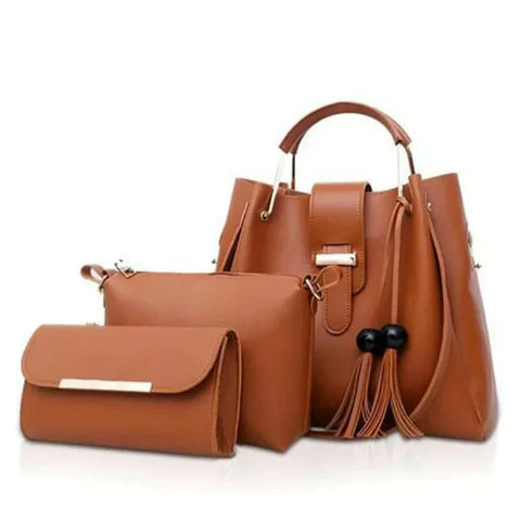 3 Pcs Leather Ladies Hand & Shoulder Bag