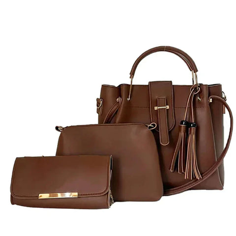3 Pcs Leather Ladies Hand & Shoulder Bag