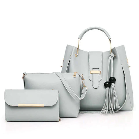 3 Pcs Leather Ladies Hand & Shoulder Bag