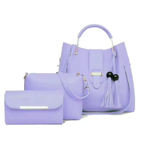 3 Pcs Leather Ladies Hand & Shoulder Bag