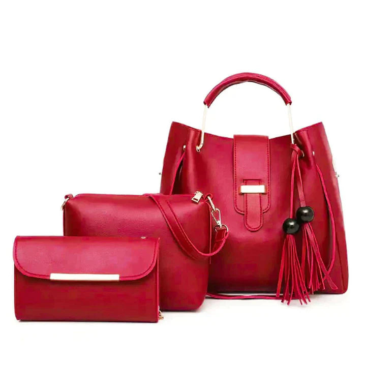 3 Pcs Leather Ladies Hand & Shoulder Bag