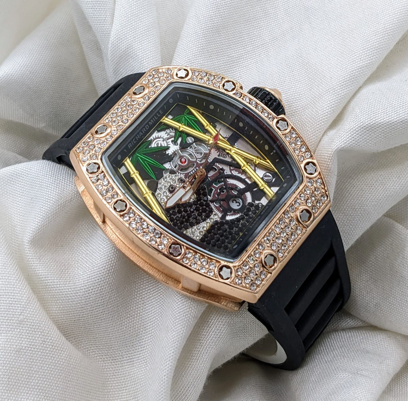 High Quality Skeleton Watch For Mens Richard Mille RM-01 Rubber Strap Waterproof Watch