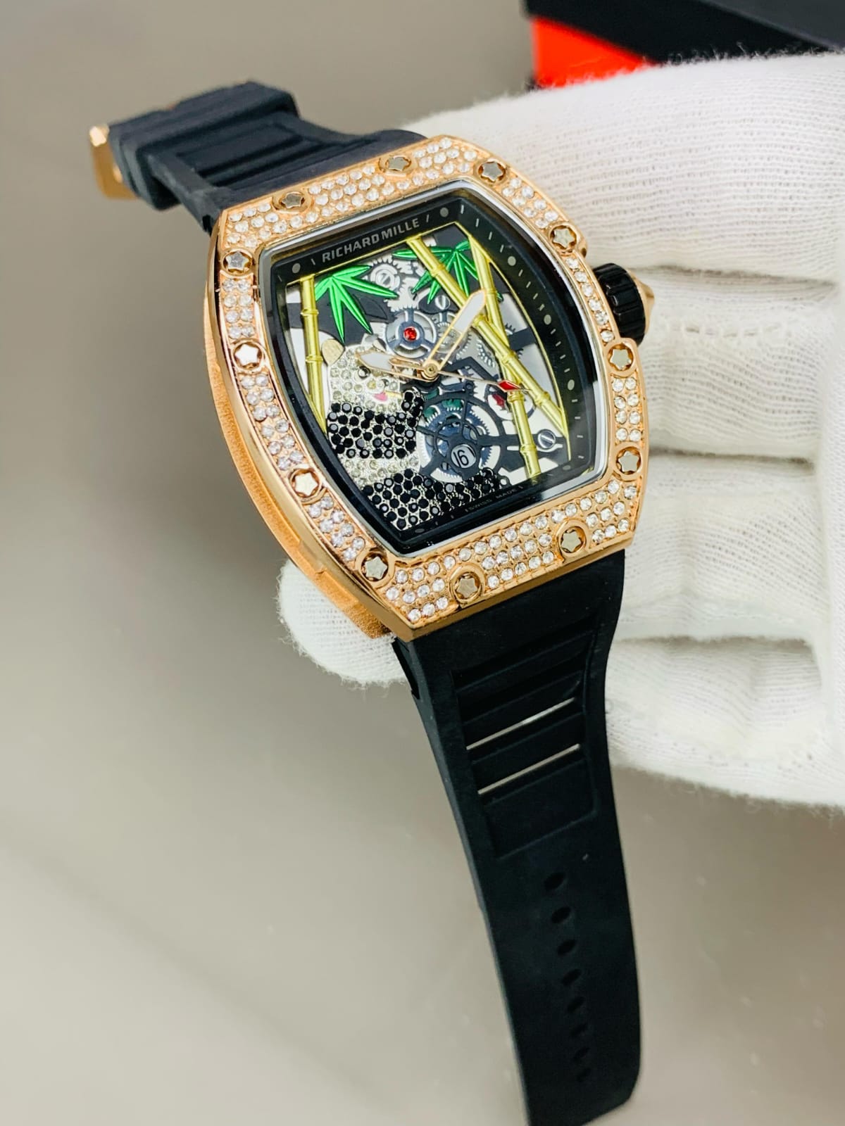 High Quality Skeleton Watch For Mens Richard Mille RM-01 Rubber Strap Waterproof Watch