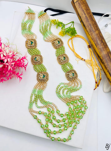 Fancy &amp; Beautiful Delicate Design Crystal Zircon Work Long Mala