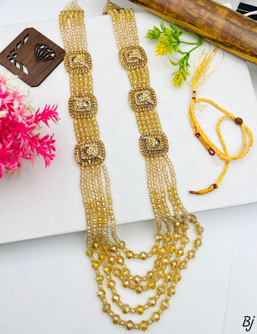 Fancy &amp; Beautiful Delicate Design Crystal Zircon Work Long Mala