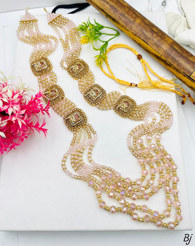Fancy &amp; Beautiful Delicate Design Crystal Zircon Work Long Mala