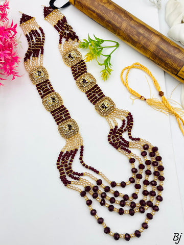 Fancy &amp; Beautiful Delicate Design Crystal Zircon Work Long Mala