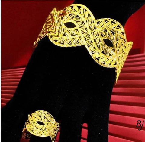 Fancy &amp; Beautiful Gold-Plated Bangles with Matching Rings Set –