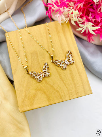 Beautiful Gold-Plated Butterfly 🦋 Zircon Pendants