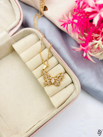 Beautiful Gold-Plated Butterfly 🦋 Zircon Pendants