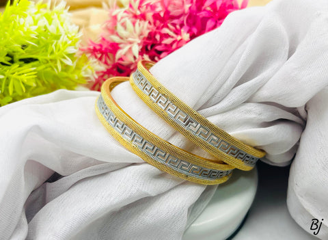 Fancy Beautiful Gold-Plated Fendi Design Bangles
