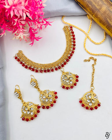 Fancy &amp; Beautiful Manjoos Choker Set with Earrings and Tikka