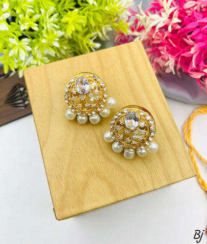 Elegant Egyptian Zircon Gold-Plated Studs