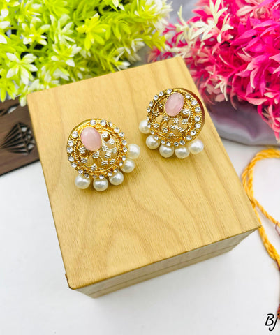 Elegant Egyptian Zircon Gold-Plated Studs