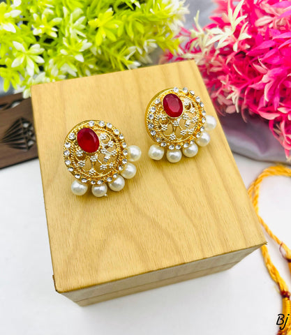 Elegant Egyptian Zircon Gold-Plated Studs