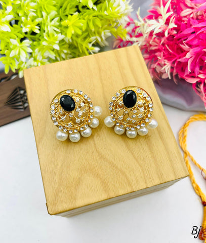 Elegant Egyptian Zircon Gold-Plated Studs