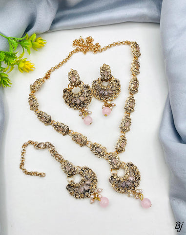 Fancy &amp; Beautiful Antique Polish Choker Set – With Earrings &amp; Tikka for Her! 👑✨