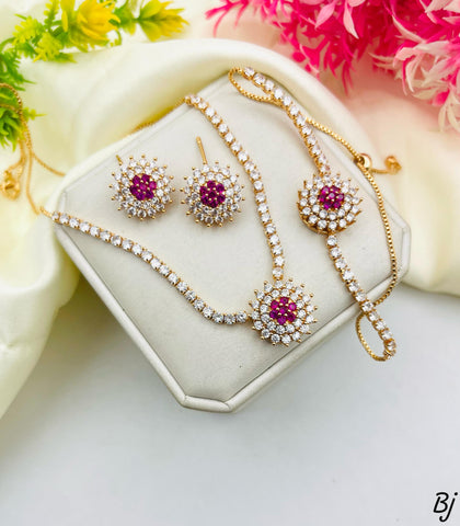 Beautiful Flower Design Zircon Combo Set