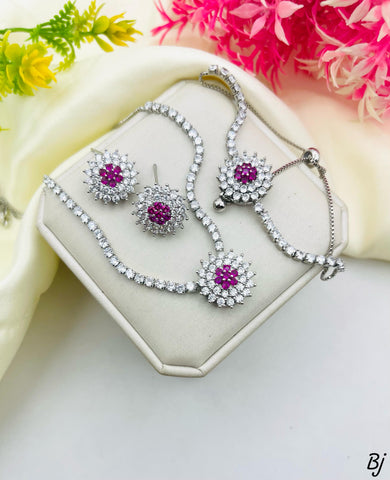 Beautiful Flower Design Zircon Combo Set