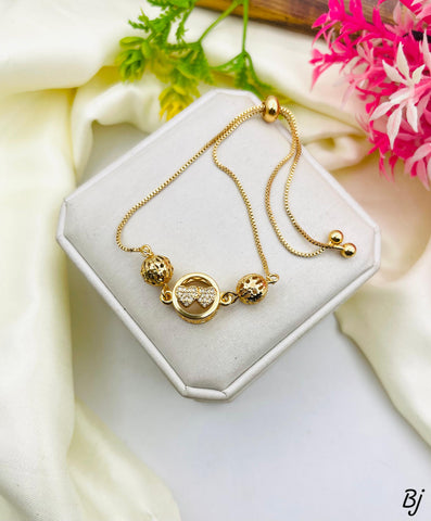 Beautiful Gold-Plated Zircon Up-Down Hand Bracelet