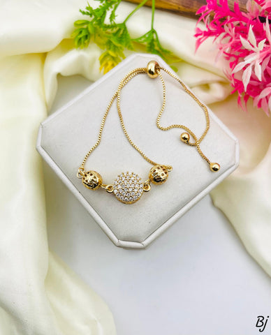 Beautiful Gold-Plated Zircon Up-Down Hand Bracelet
