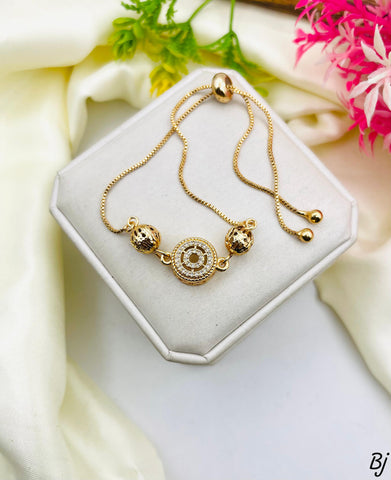 Beautiful Gold-Plated Zircon Up-Down Hand Bracelet