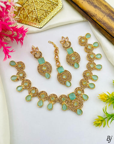 Beautiful Party Wear Full Zircon Choker Set