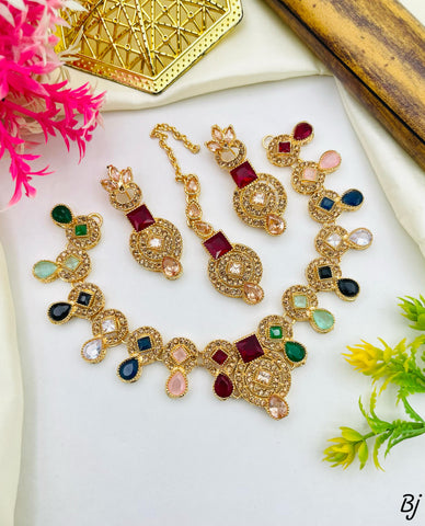 Beautiful Party Wear Full Zircon Choker Set