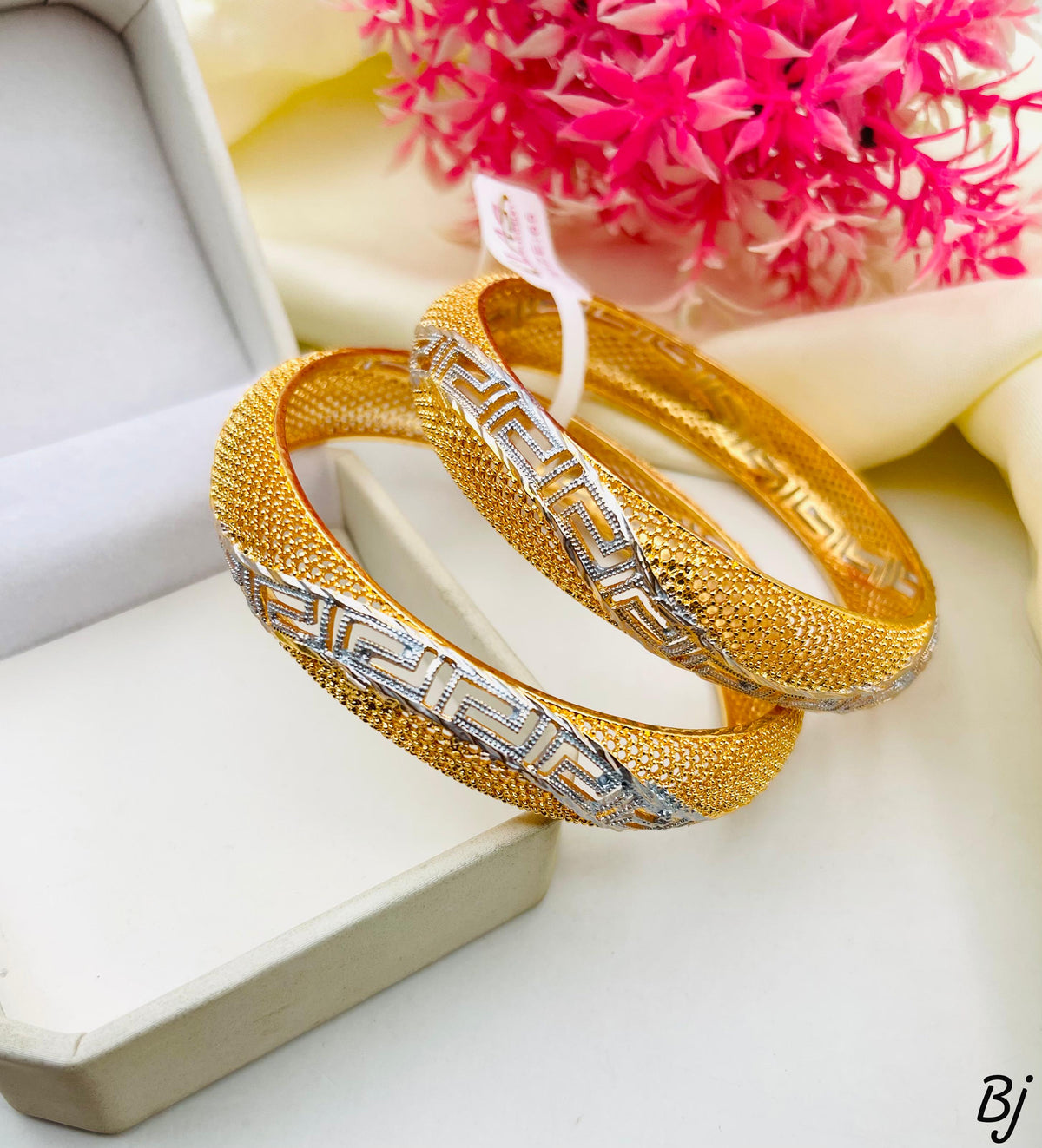 Beautiful Gold-Plated Two-Tone Bangles