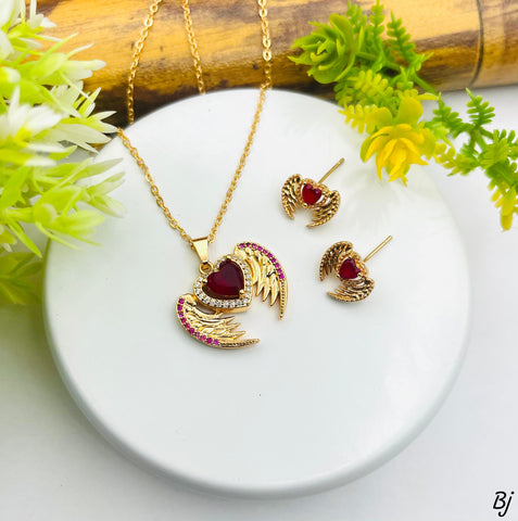 Wings Zircon Locket Set