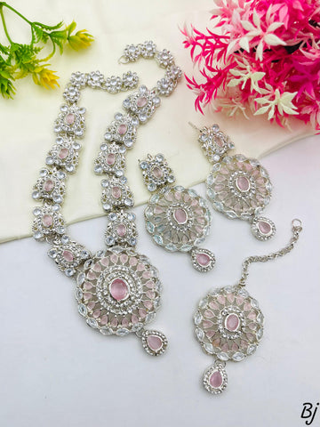 Beautiful Gold-Plated Zircon Mala Necklace Set