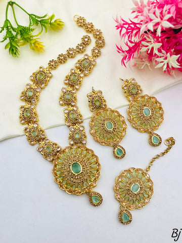Beautiful Gold-Plated Zircon Mala Necklace Set