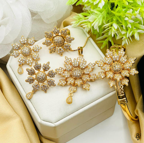 Beautiful Flower Zircon Combo Set