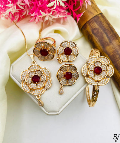 Beautiful Flower Zircon Combo Set