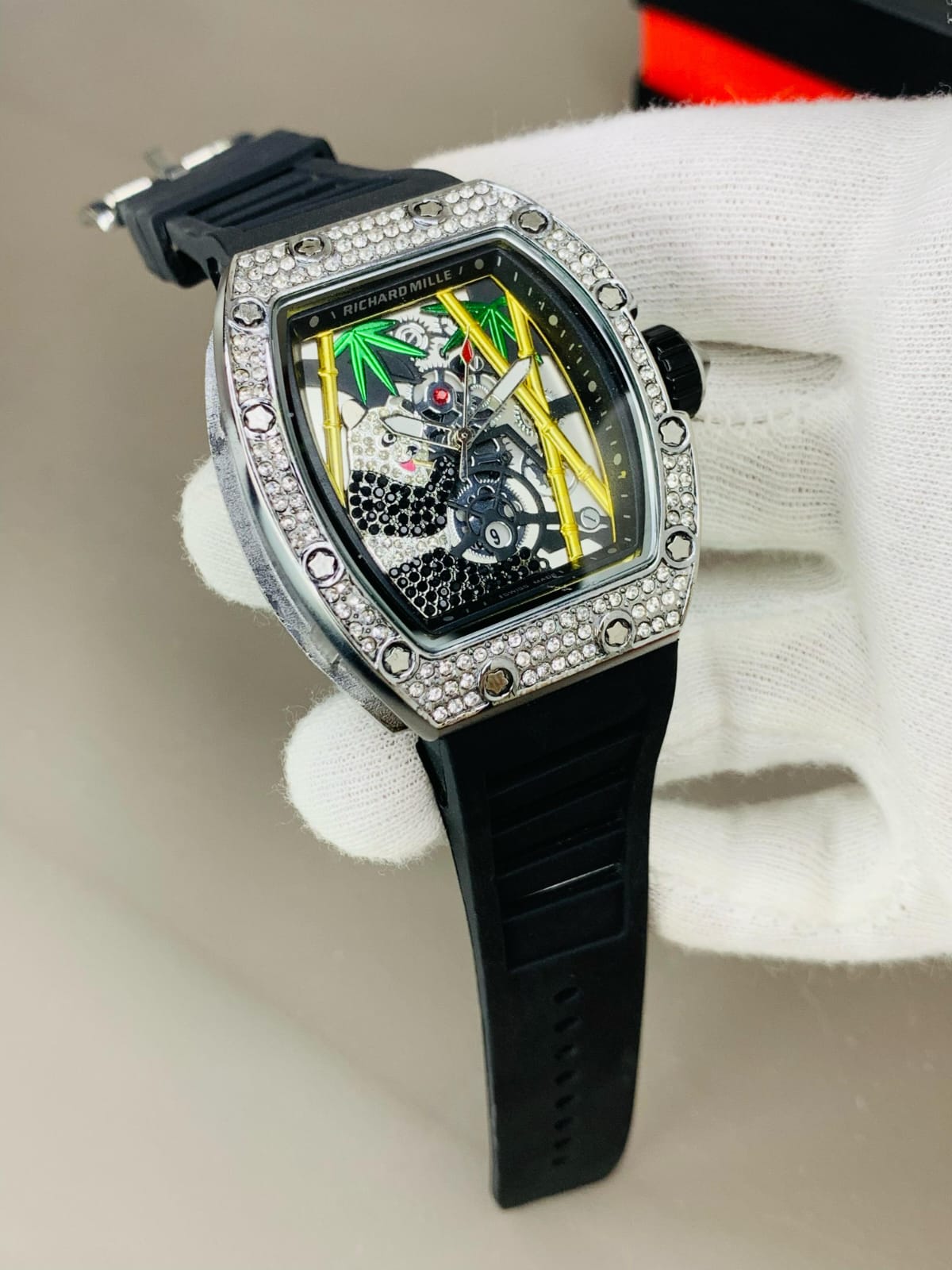 High Quality Skeleton Watch For Mens Richard Mille RM-01 Rubber Strap Waterproof Watch