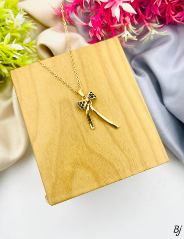 Fancy &amp; Beautiful Bow 🎀 Style Gold-Plated Zircon Pendants