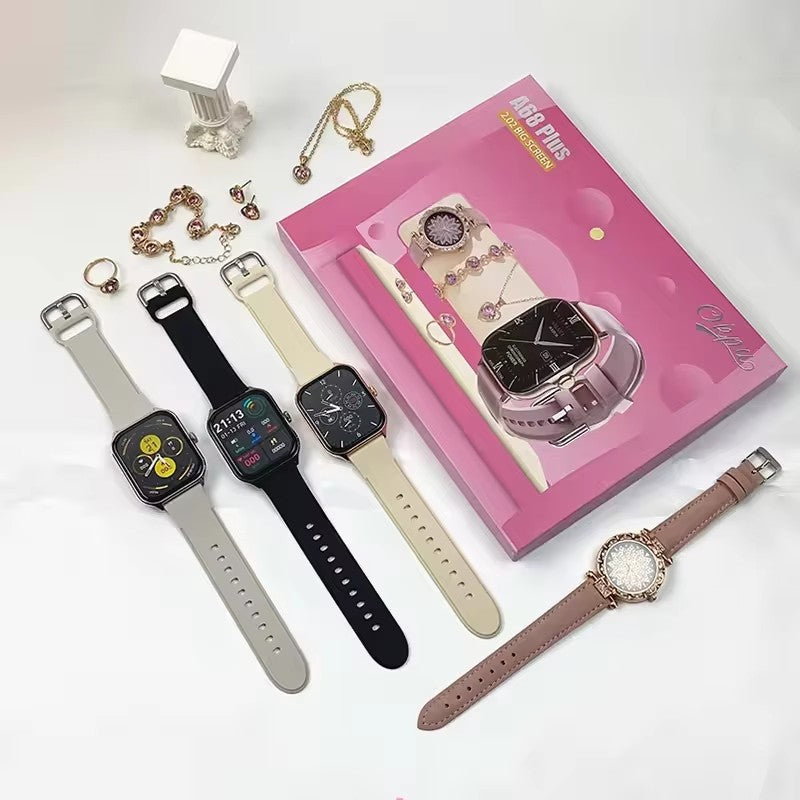 Smart Watch A68 Plus Lady Girl Smart Watch Suit Gift Box Packaging for Women