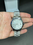 Rolex (Oyster Perpetual) - Date | Silver Dial | Silver chain